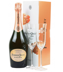 Perrier-Jouët Blason Rosé i Gaveæske - leveret med 2 originale glas.